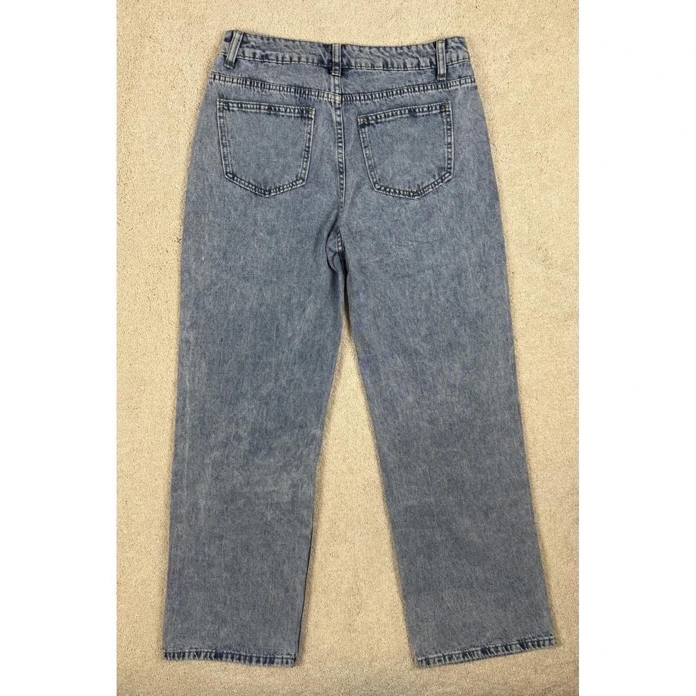 Love Soho High-Waisted Wide Leg Acid Wash Blue Jeans Women's Sz 7 (29x30) #1476
